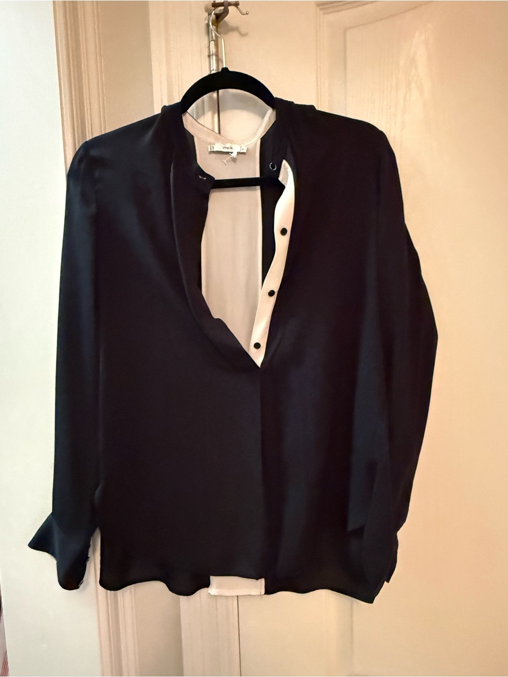 Vince Black Blouse with White Detail